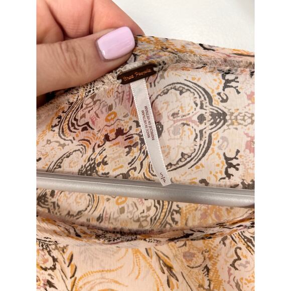 Free People Women's Say You Will Flowy Blouse Top Bohemian Boho Ivory Size Small - Picture 8 of 11